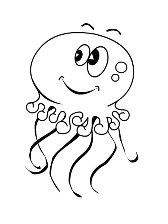 cute cartoon jellyfish kindergarten coloring page