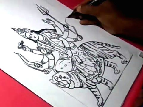 how to draw lord durga drawing step by step for kids kids cartoon drawings