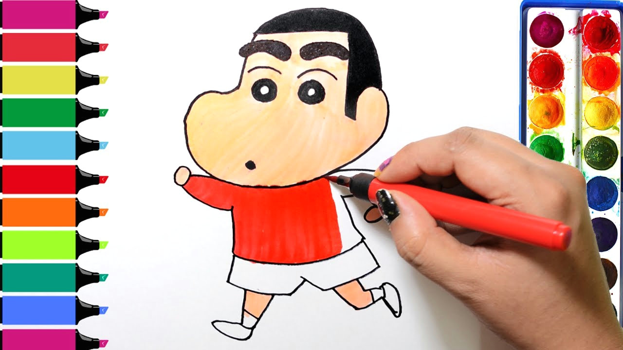 draw color paint shinchan coloring pages and learn colors for kids