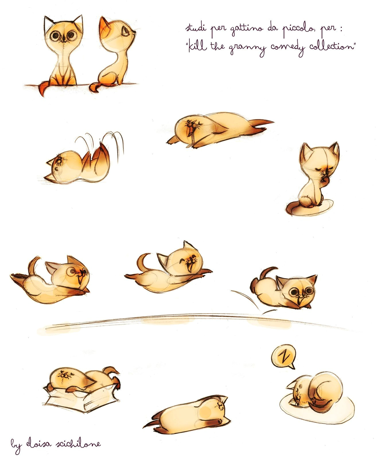 illustrations etude petit chat eloa sa scichilone sooooo cute i wish i had this talent