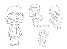 little boy character sketches test for mercury filmworks by anderson mahanski