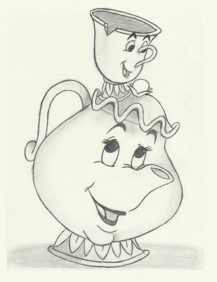 chip and mrs potts reminds me of my beautiful disney loving niece disney cartoon drawings