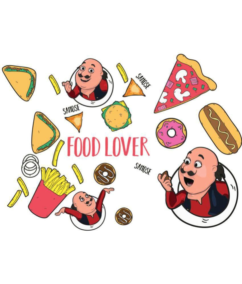 asian paints wall ons motu patlu xxl yummy food lovers cartoon characters sticker 101 x 168 cms buy asian paints wall ons motu patlu xxl yummy food