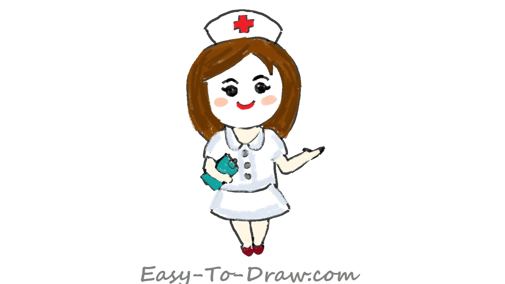 1687x950 how to draw a cartoon registered nurse with a notebook in hand
