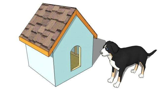 a drawing of a dog outside of a dog house