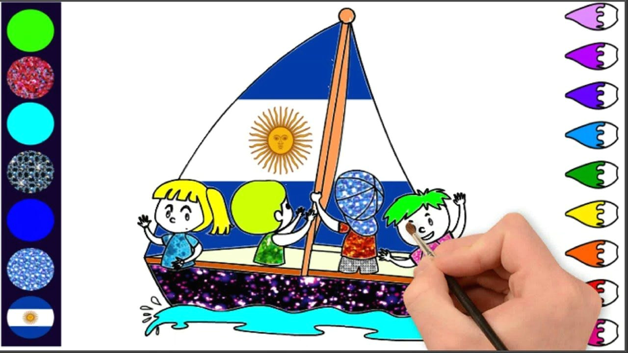 kids coloring drawing sailing argentina flag enjoying football worl