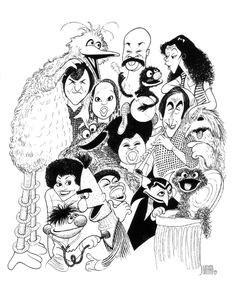 cast of sesame street by al hirschfeld celebrity drawings celebrity caricatures caricature