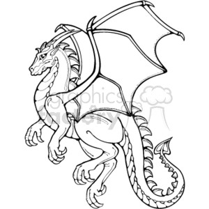 dragon dragons green big scary country style clip art animals dragons male black white