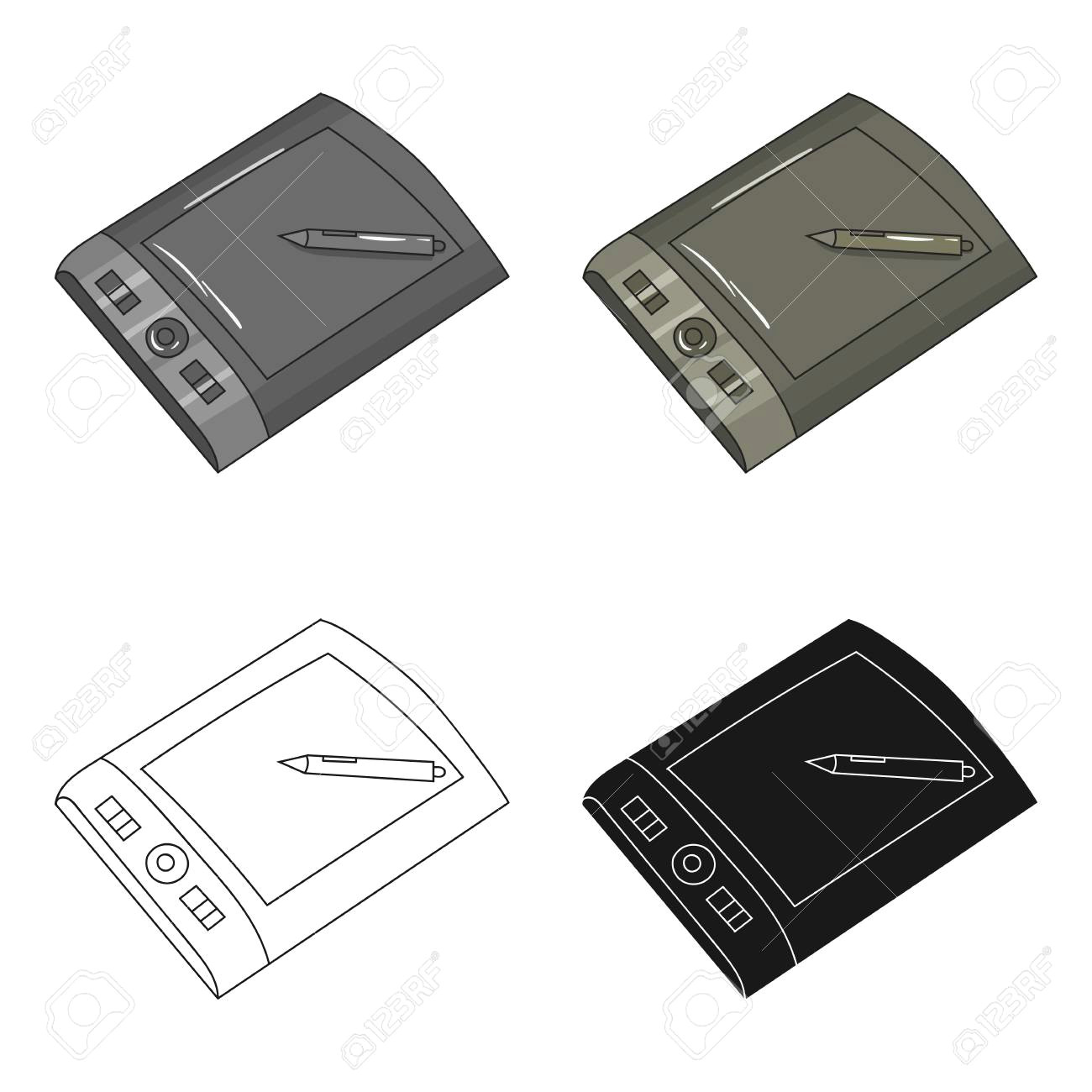 drawing tablet with stylus icon in cartoon style isolated on white background artist and drawing