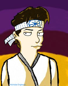 this is my attempt at daniel lerusso from the karate kid i saw people doing simpsons styles of various iconic characters so i drew by eye the reference