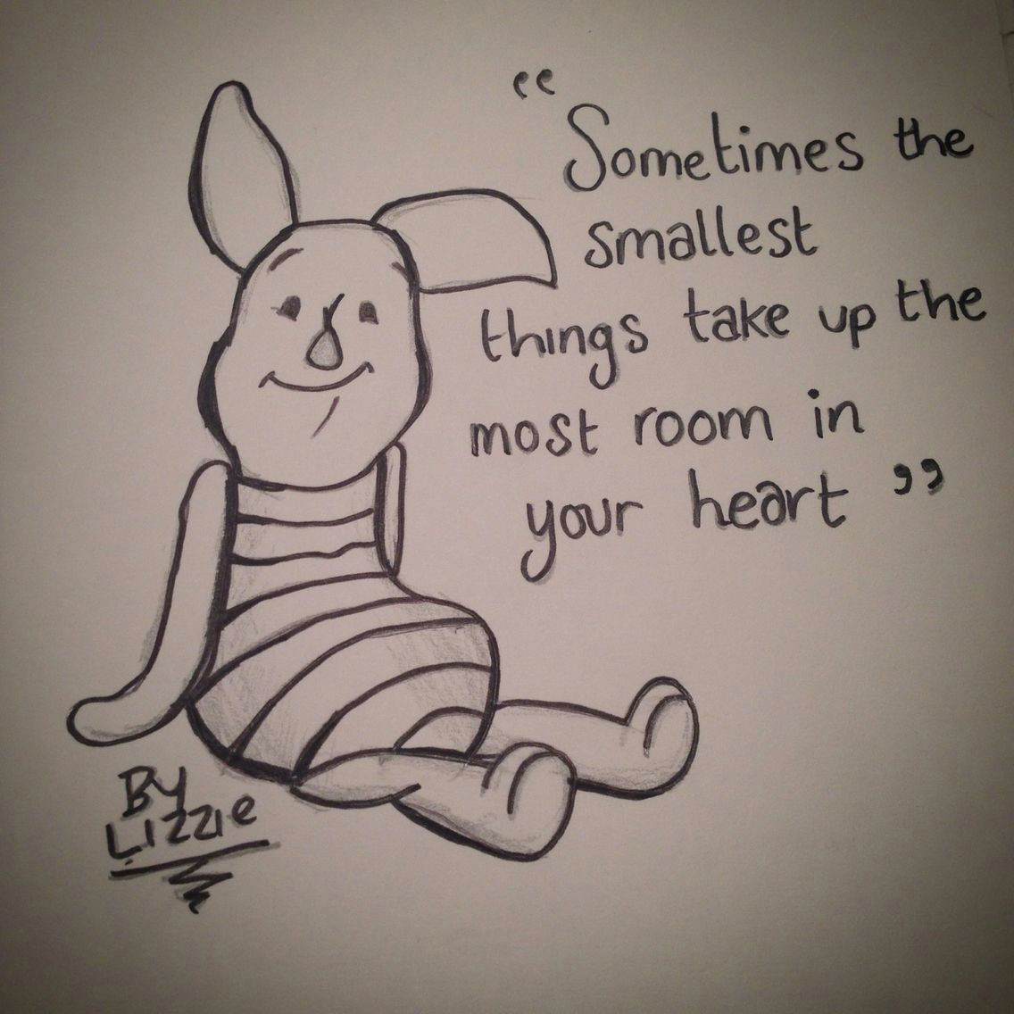 piglet sketch with quote