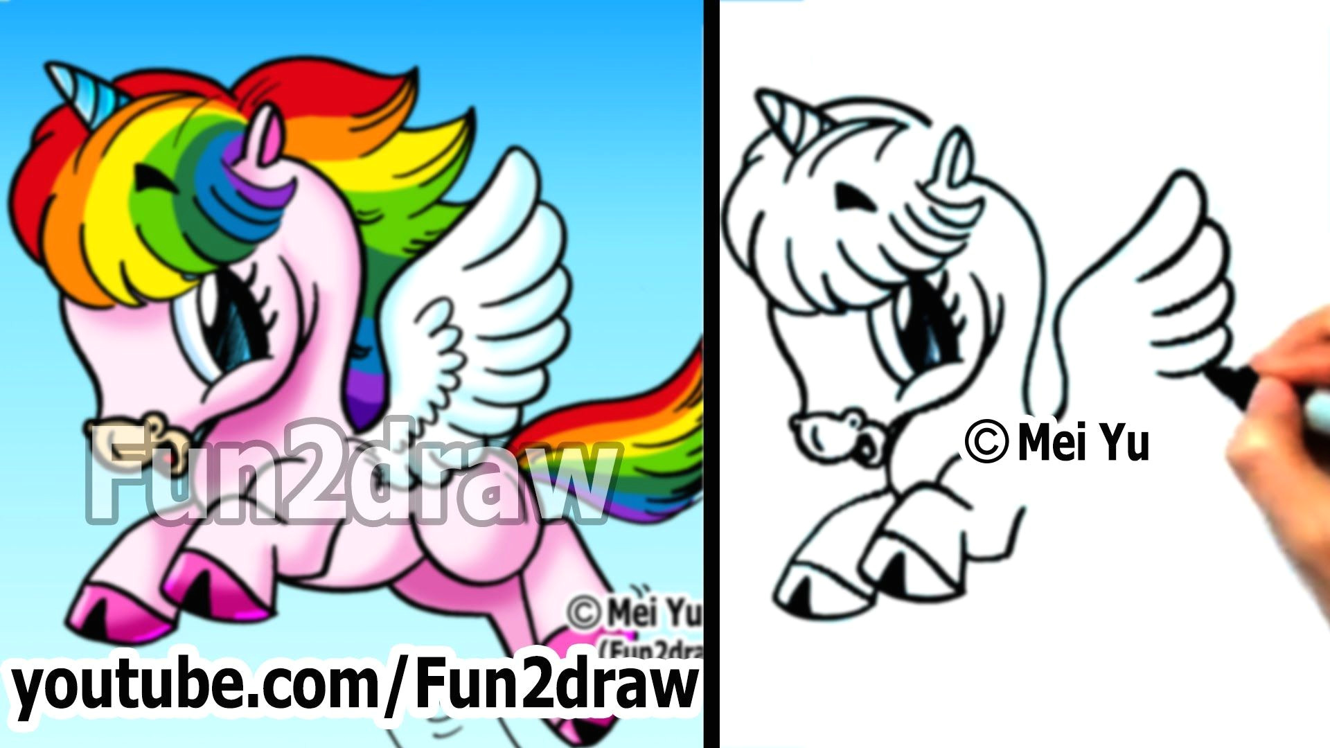 art lessons how to draw a rainbow unicorn