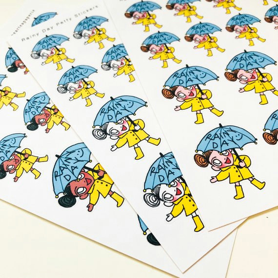 rainy day petty stickers planner decoration routine stickers planner stickers kawaii stickers cute stickers