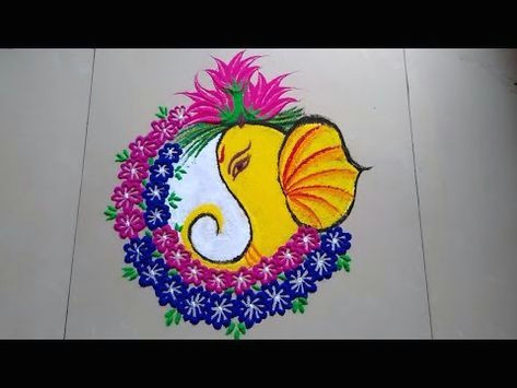 ganeshji ki attractive rangoli design made by jyoti raut rangoli youtube