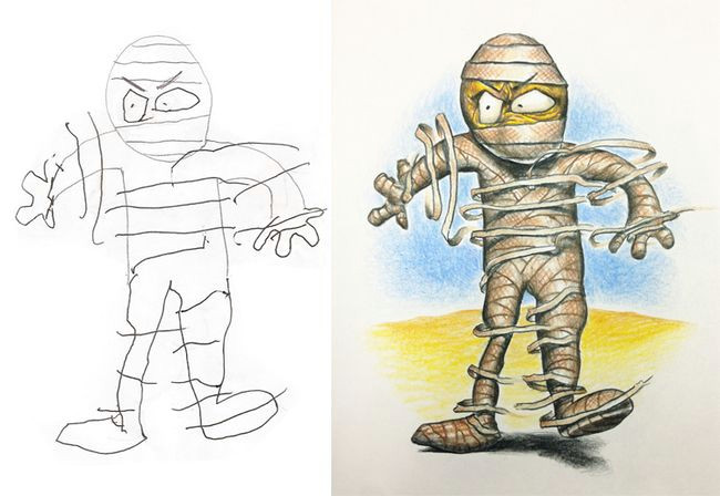 artist dad delightfully colorizes his kids whimsical drawings my modern met