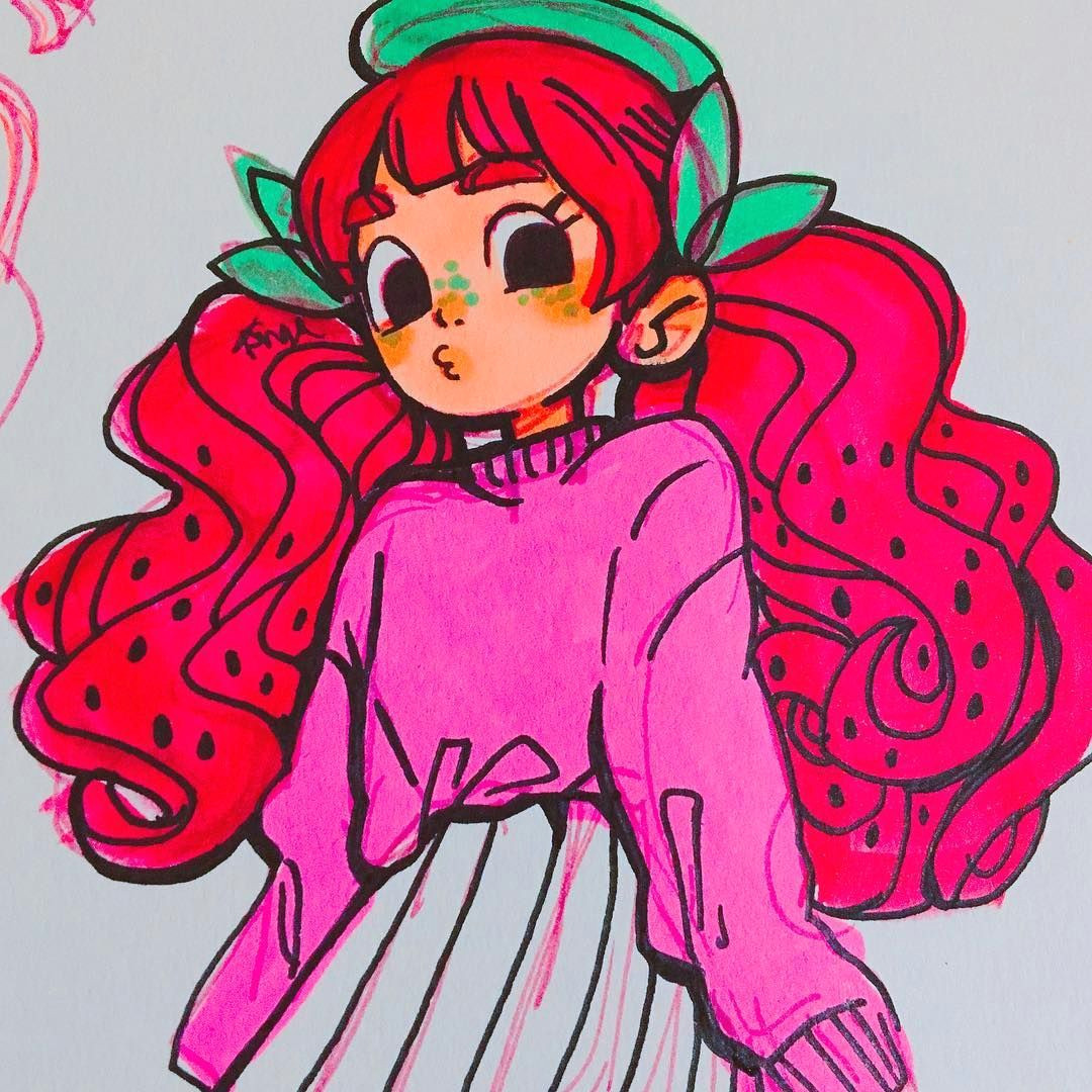 angel s secret art service on instagram is she a strawberry is she a watermelon who knowwwsss draw draws drawing ocs character illust sketches