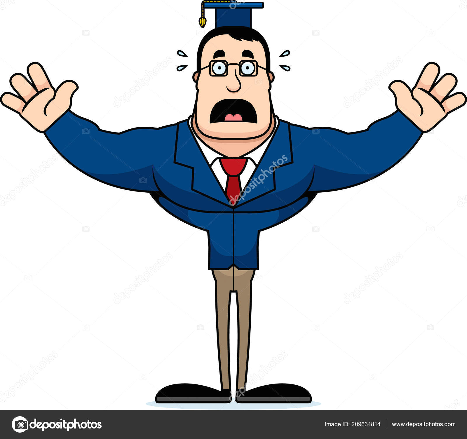 a cartoon teacher looking scared stock illustration