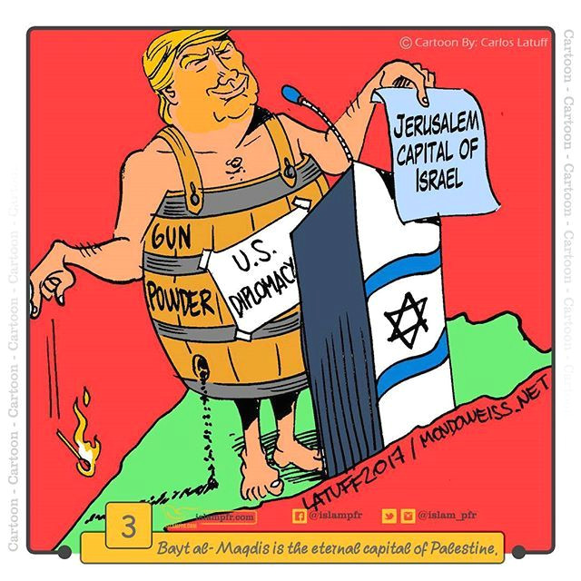 cartoon masaf islam pfr caricature trump usa ksa saudi capital palestine quds crazy world mony drawing terrorism kill israel people
