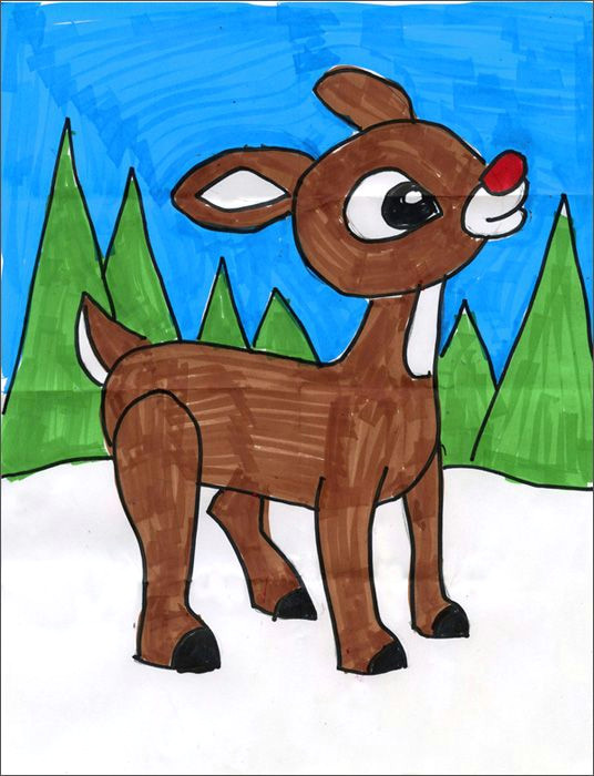 how to draw rudolph pdf tutorial available artprojectsforkids rudolph howtodraw