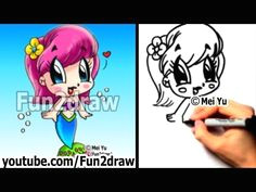 fun2draw how to draw people chibi mermaid kawaii drawings easy drawings cartoon