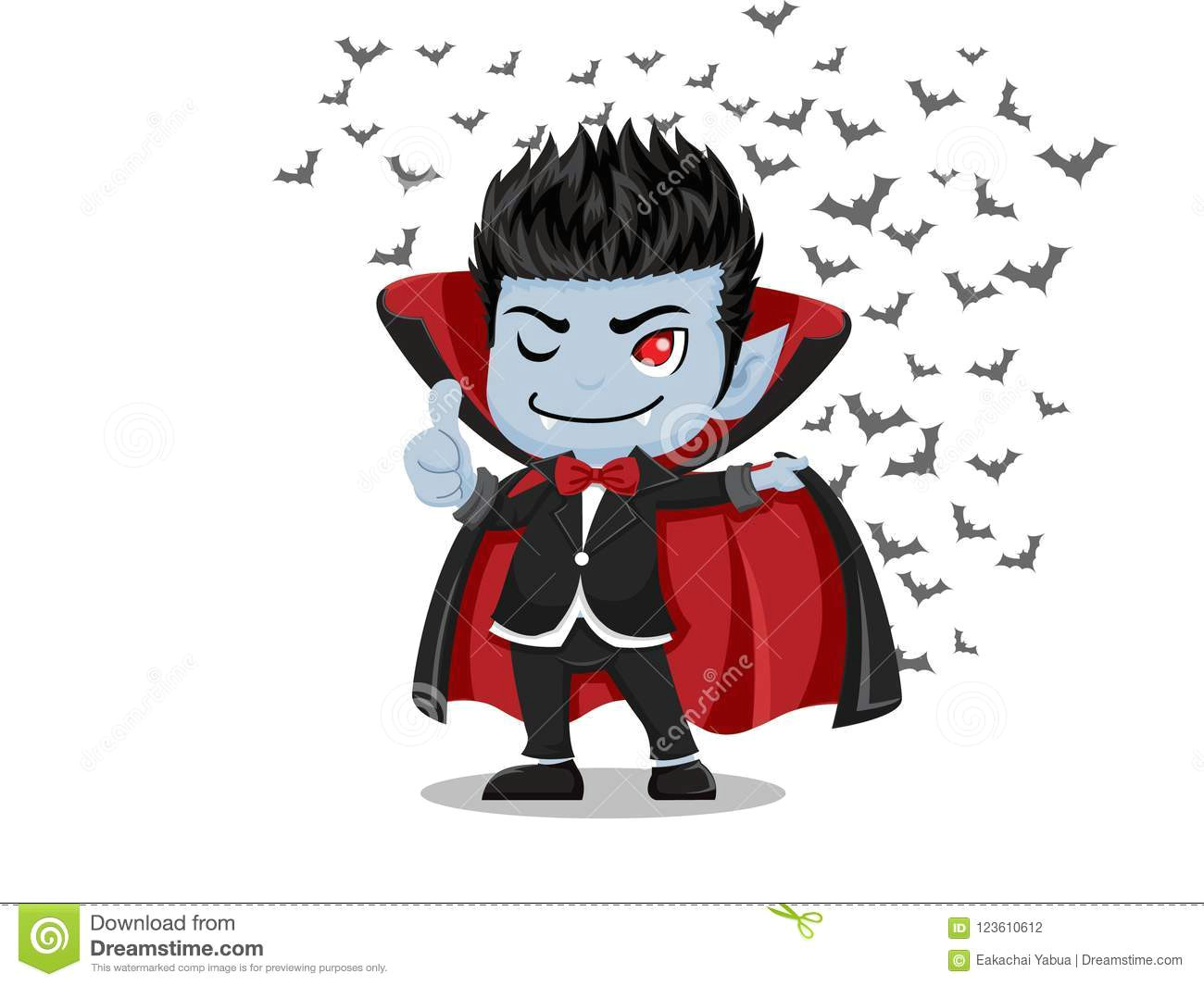 halloween cartoon dracula vampire and flying bats isolated on w