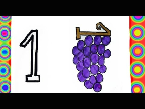 how to draw numbers from 1 to 5 trasform into fruit cartoon colouring pages game for kids colors