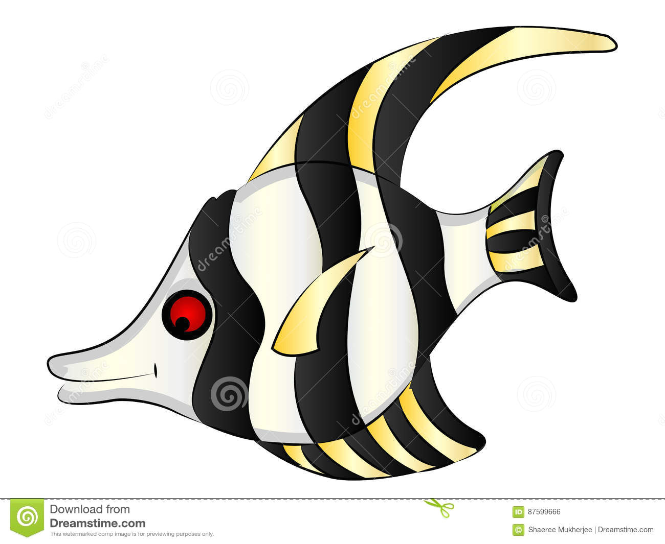 cartoon clipart vector illustration drawing of a cute angel fish