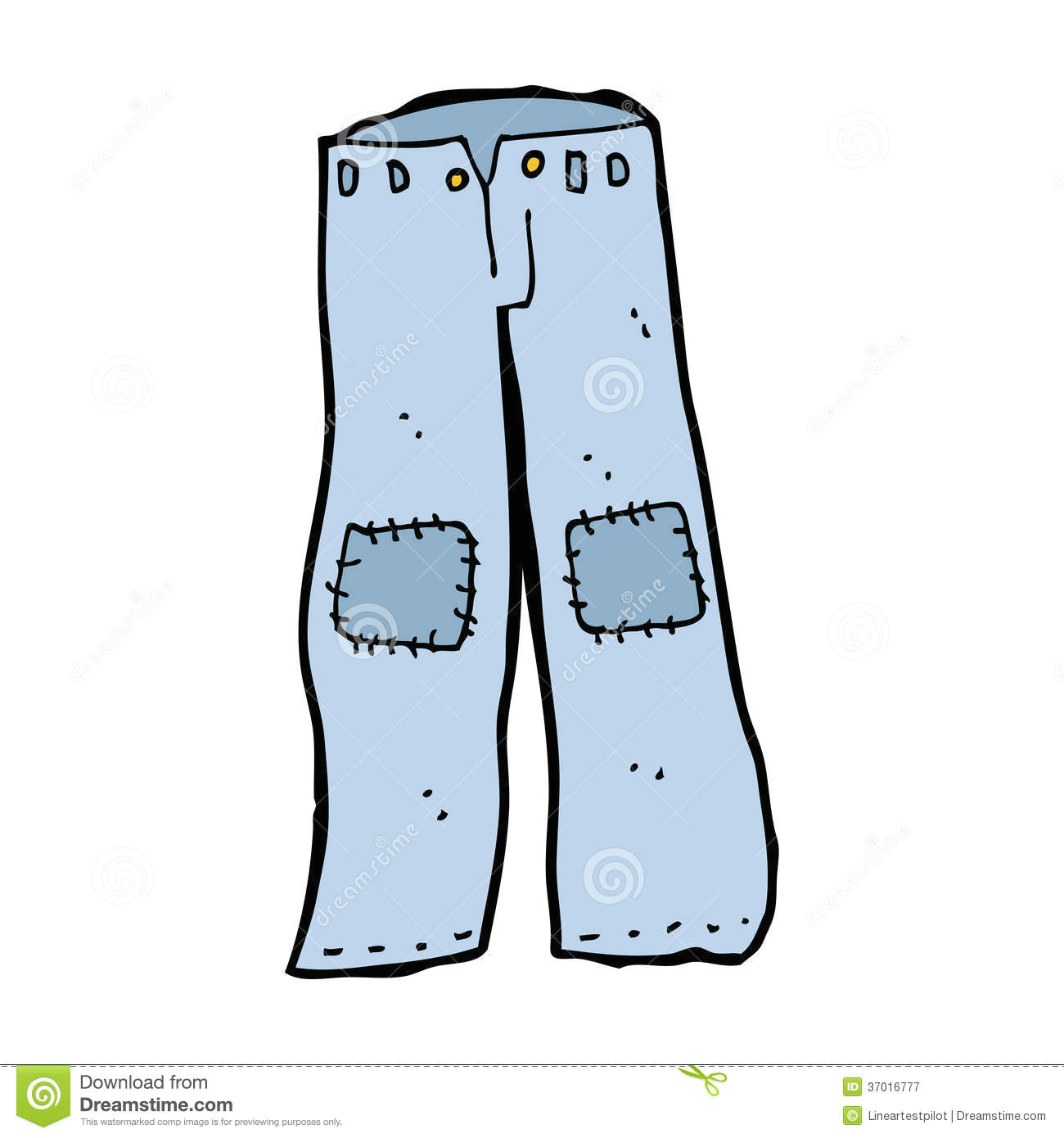 cartoon patched old jeans