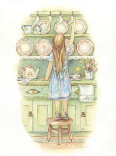 kim jacobs preparing tea tea art diary covers odd pictures nostalgic art