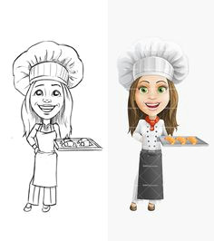 woman chef cartoon chard cter