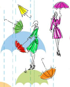 detail pattern tench coat ladies with umbrellas