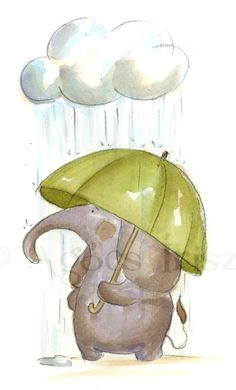 artista blog irisz agocs umbrella art under my umbrella elephant illustration cute