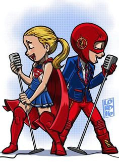 drawing cartoons a supergirl and flash