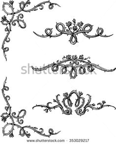 vine roses set of thorny rose vines in hand drawn sketch set