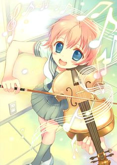 anime art a music violin musician playing