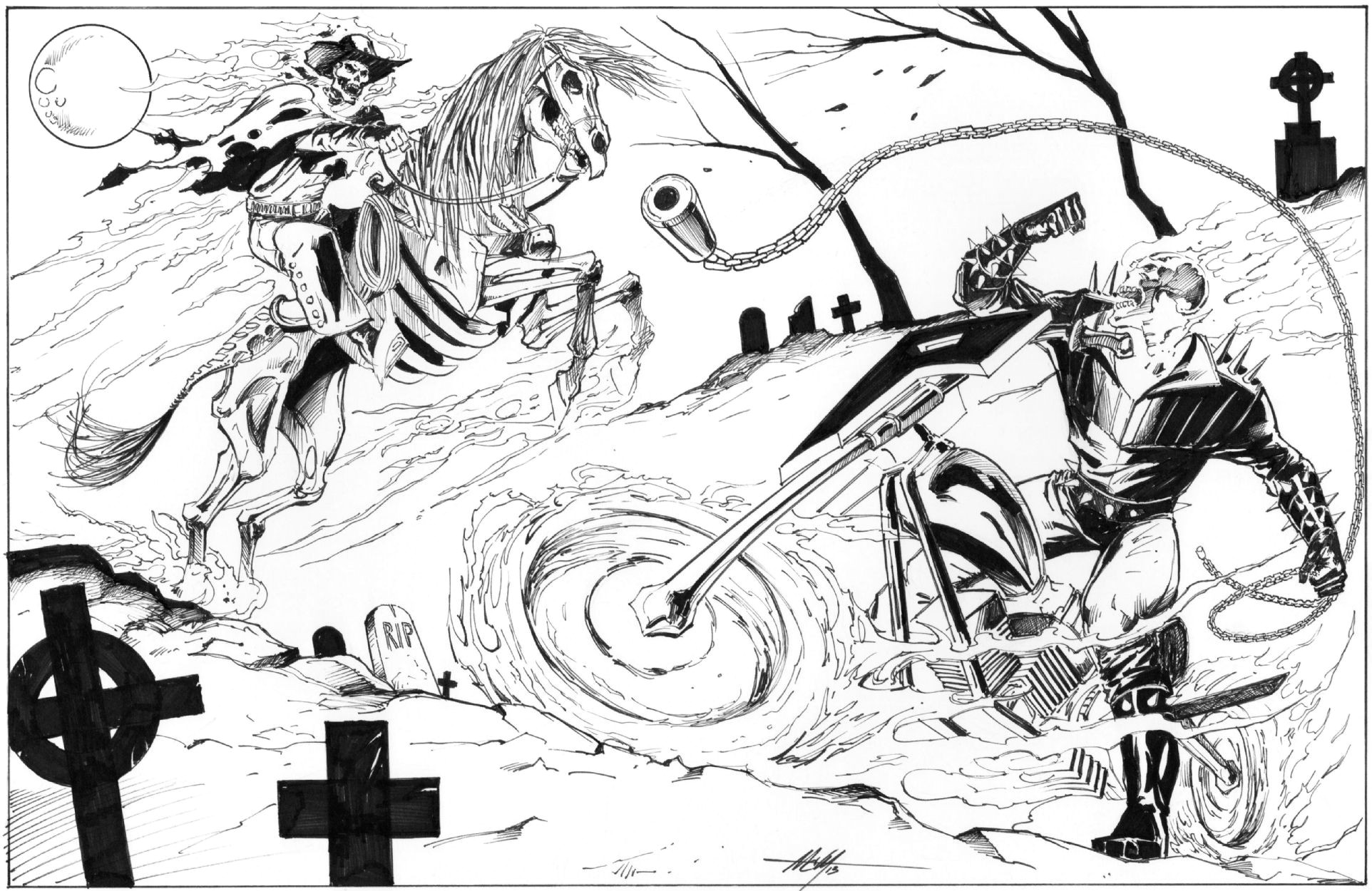ghost rider vs western ghost rider by mc wyman comic art