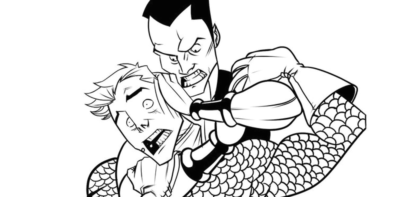 fan art depicting namor really giving it to aquaman