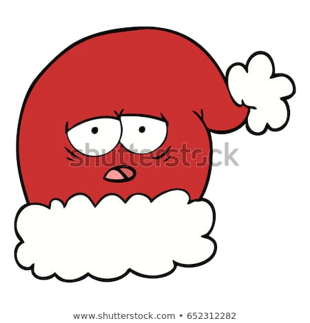 cartoon christmas santa hat with tired face