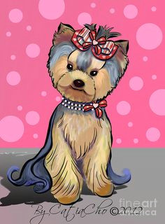 tula the beauty by catia lee yorkshire terrierbeautiful drawingscute