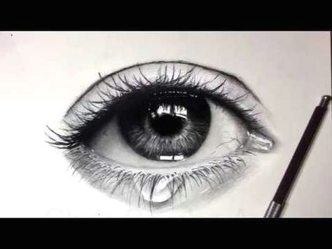 tutorial how to draw shade a realistic eye and teardrop with graphite pencils emmy kalia youtube