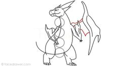 how to draw mega charizard y step 14