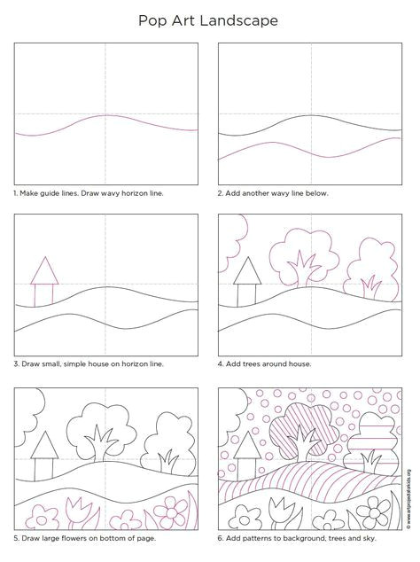 art project for kids step by step how to landscape drawing