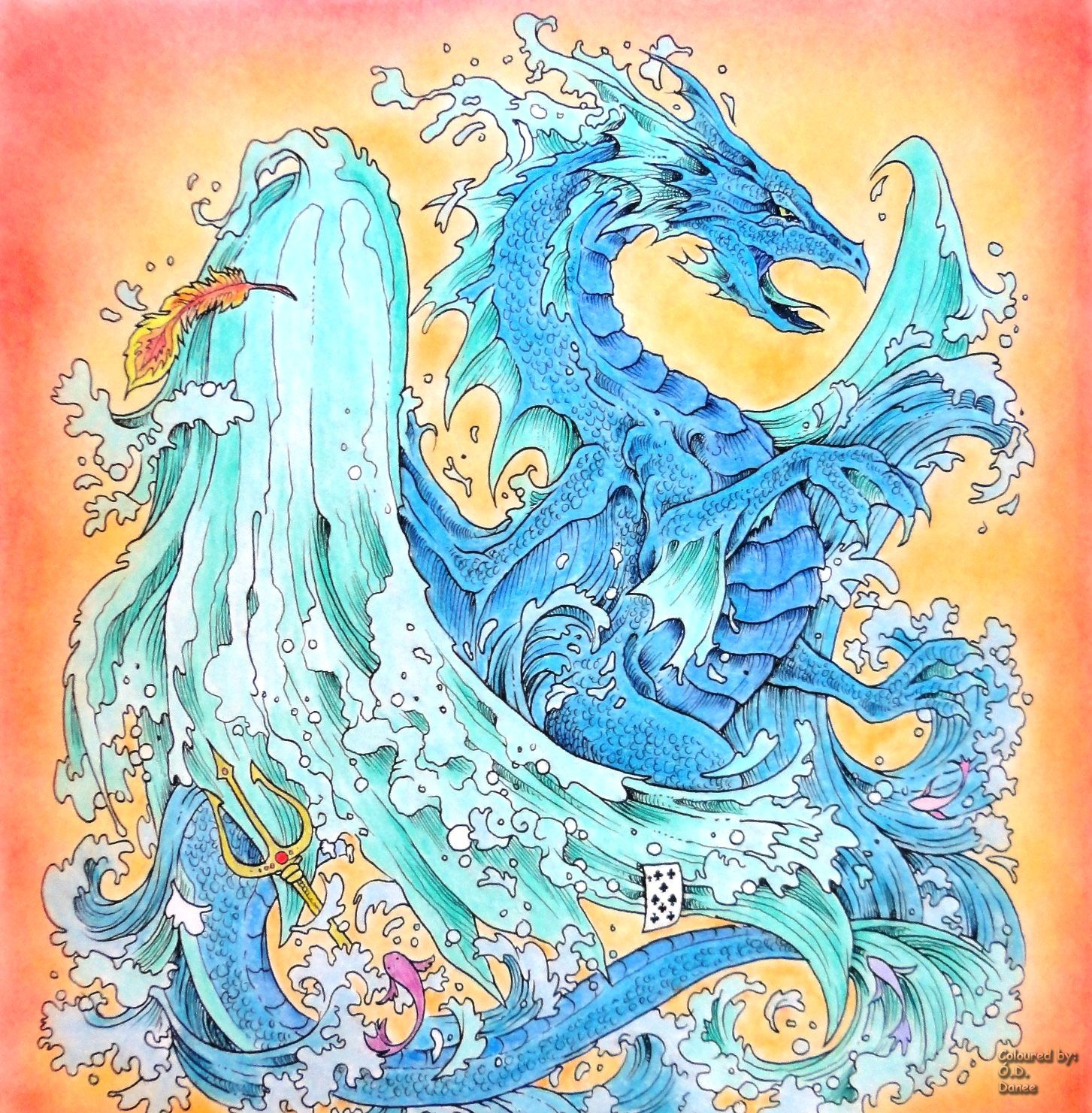 kerby rosanes mythomorphia water dragon coloured with marco raffine pencils