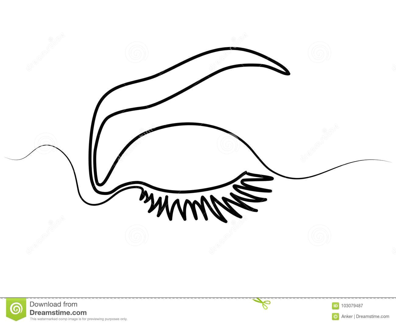 continuous line drawing beautiful woman s eye black and white isolated outline vector illustration concept for logo card banner poster flyer