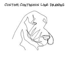 you are purchasing a custom continuing line drawing of a dog the drawing will be