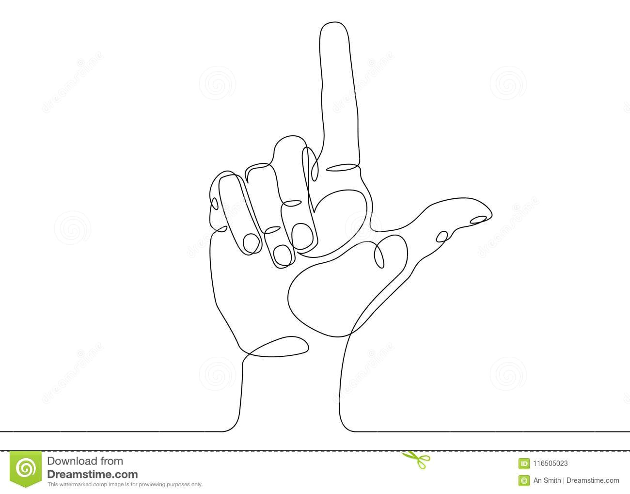 continuous line drawing hand pointing direction finger