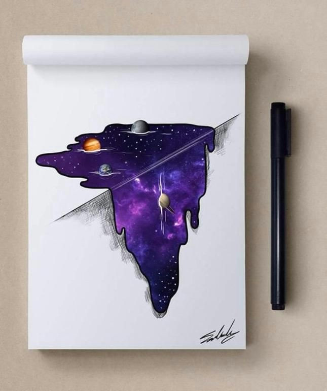 cosmic illustrations by muhammed salah muhammed salah crazy drawings 3d drawings art inspiration