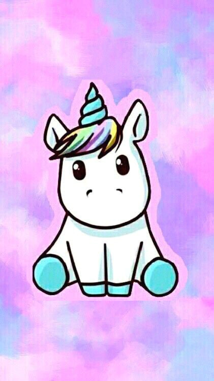 here s a cartoon unicorn a kind of galaxy background and then a unicorn sitting down his expression kind of like play with me