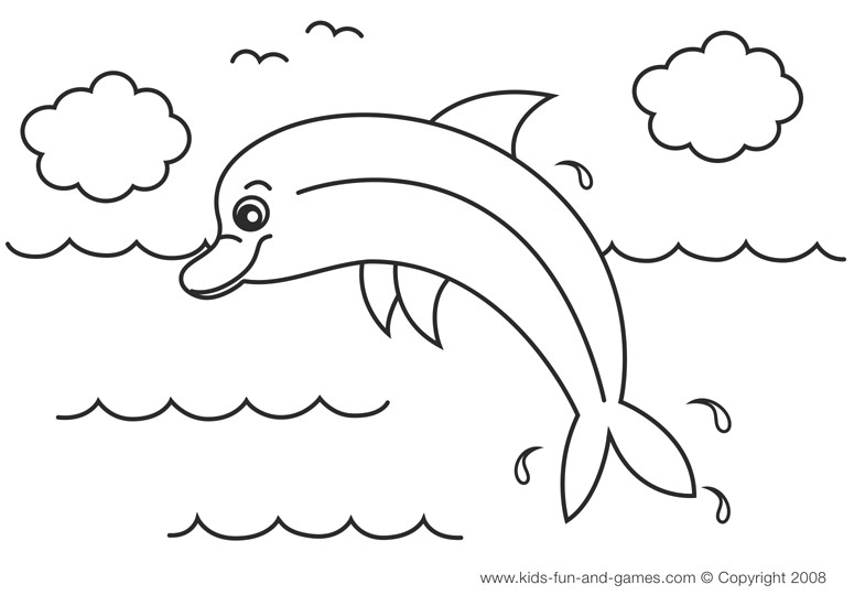 cute dolphin coloring page at kids fun and games