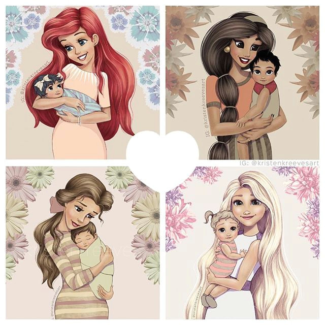 pin for later artist shows what follows happily ever after with her drawings of disney princesses as moms